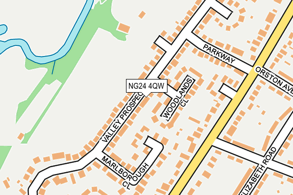 NG24 4QW map - OS OpenMap – Local (Ordnance Survey)