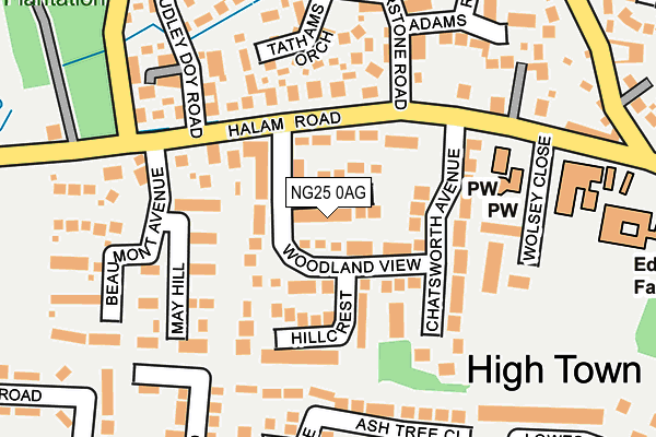 NG25 0AG map - OS OpenMap – Local (Ordnance Survey)