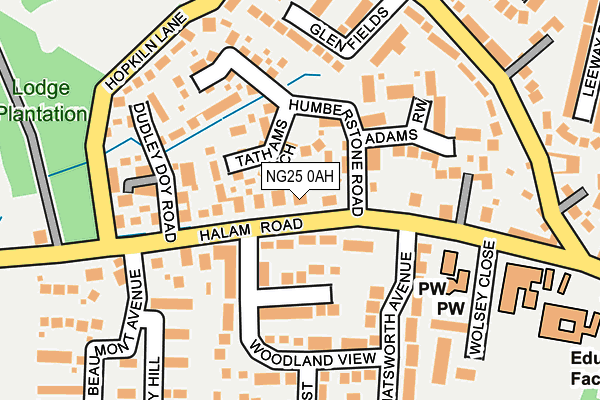 NG25 0AH map - OS OpenMap – Local (Ordnance Survey)