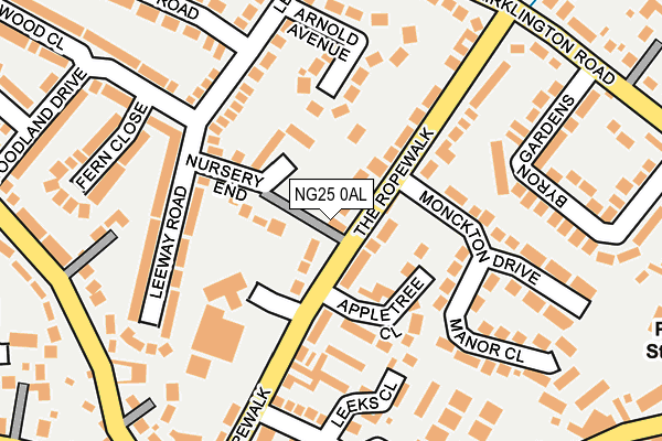 NG25 0AL map - OS OpenMap – Local (Ordnance Survey)