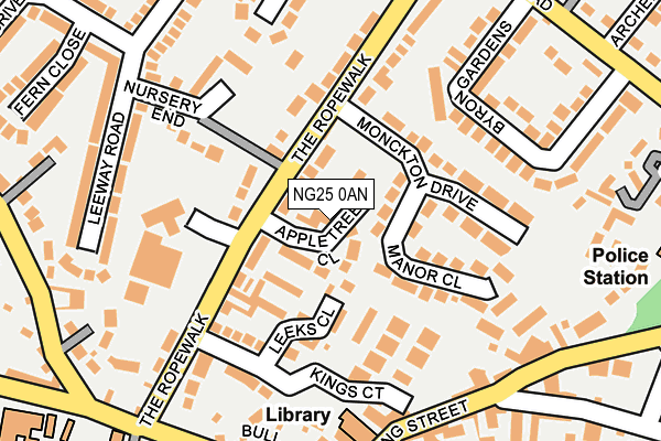 NG25 0AN map - OS OpenMap – Local (Ordnance Survey)