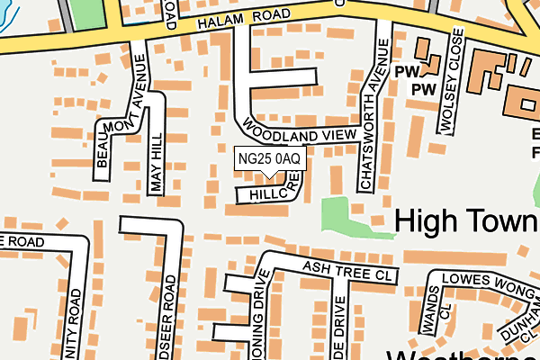 NG25 0AQ map - OS OpenMap – Local (Ordnance Survey)