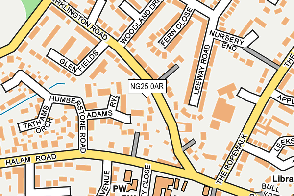 NG25 0AR map - OS OpenMap – Local (Ordnance Survey)