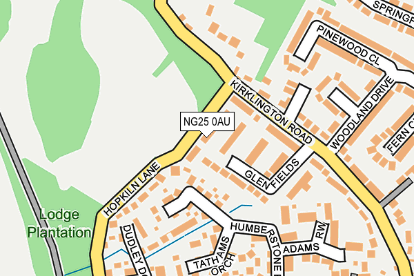 NG25 0AU map - OS OpenMap – Local (Ordnance Survey)