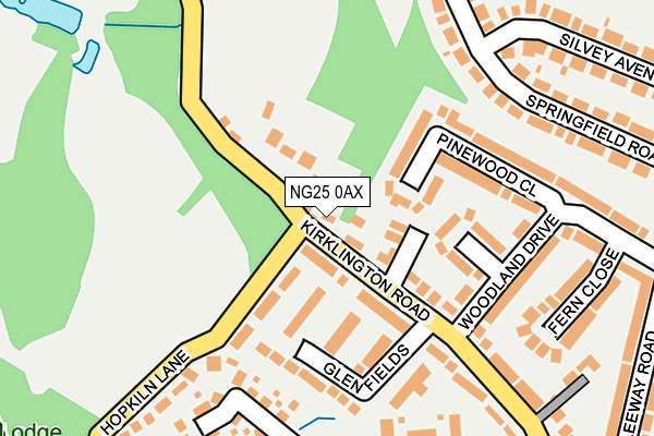 NG25 0AX map - OS OpenMap – Local (Ordnance Survey)