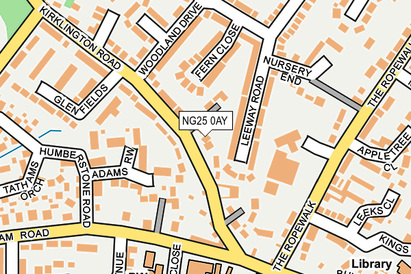 NG25 0AY map - OS OpenMap – Local (Ordnance Survey)