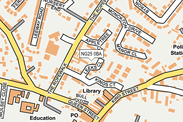NG25 0BA map - OS OpenMap – Local (Ordnance Survey)