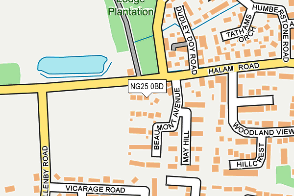 NG25 0BD map - OS OpenMap – Local (Ordnance Survey)