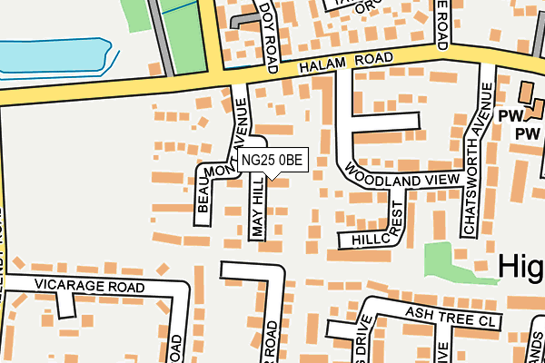 NG25 0BE map - OS OpenMap – Local (Ordnance Survey)