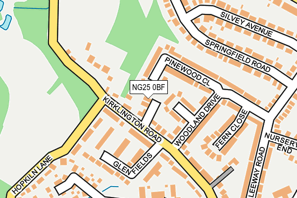 NG25 0BF map - OS OpenMap – Local (Ordnance Survey)