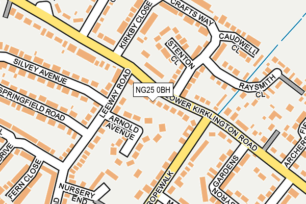 NG25 0BH map - OS OpenMap – Local (Ordnance Survey)
