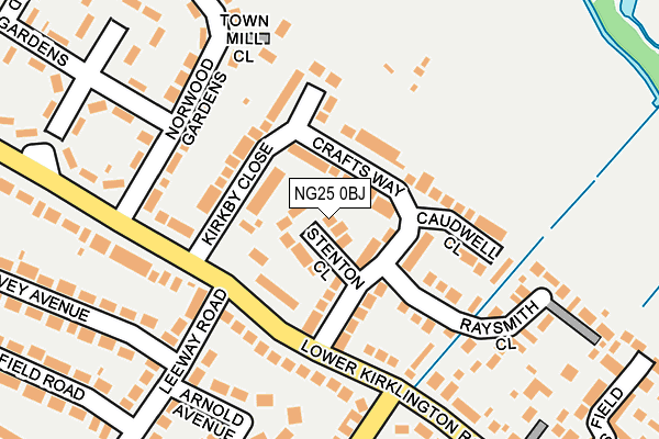 NG25 0BJ map - OS OpenMap – Local (Ordnance Survey)