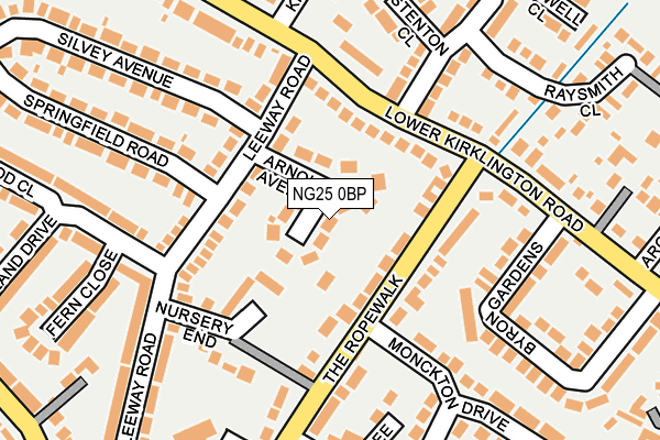 NG25 0BP map - OS OpenMap – Local (Ordnance Survey)