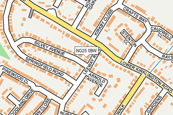NG25 0BW map - OS OpenMap – Local (Ordnance Survey)