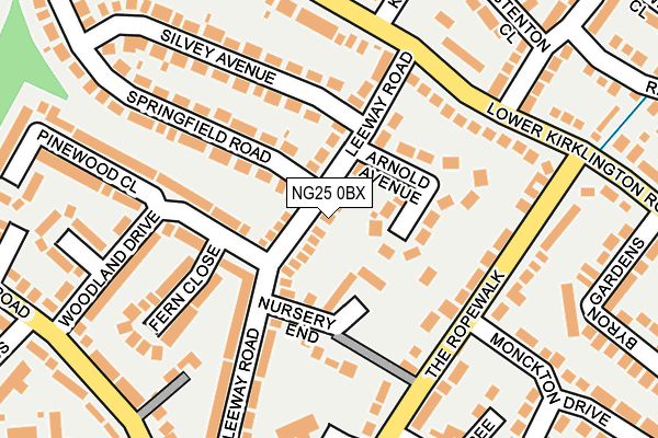 NG25 0BX map - OS OpenMap – Local (Ordnance Survey)