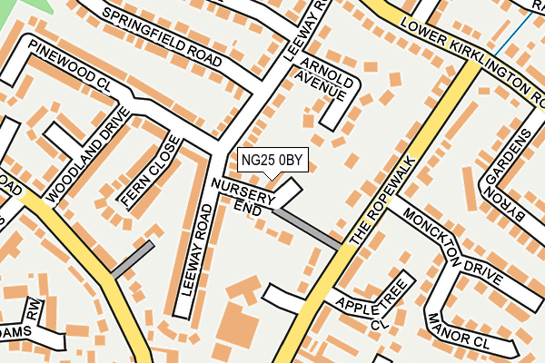 NG25 0BY map - OS OpenMap – Local (Ordnance Survey)