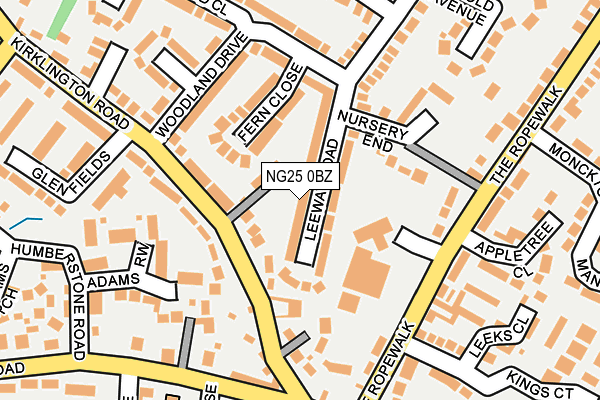 NG25 0BZ map - OS OpenMap – Local (Ordnance Survey)