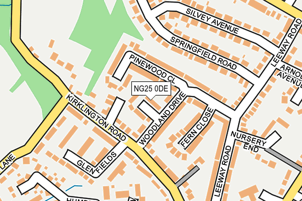 NG25 0DE map - OS OpenMap – Local (Ordnance Survey)