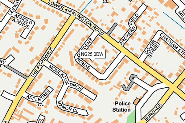 NG25 0DW map - OS OpenMap – Local (Ordnance Survey)