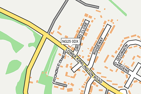 NG25 0DX map - OS OpenMap – Local (Ordnance Survey)