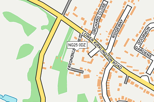 NG25 0DZ map - OS OpenMap – Local (Ordnance Survey)
