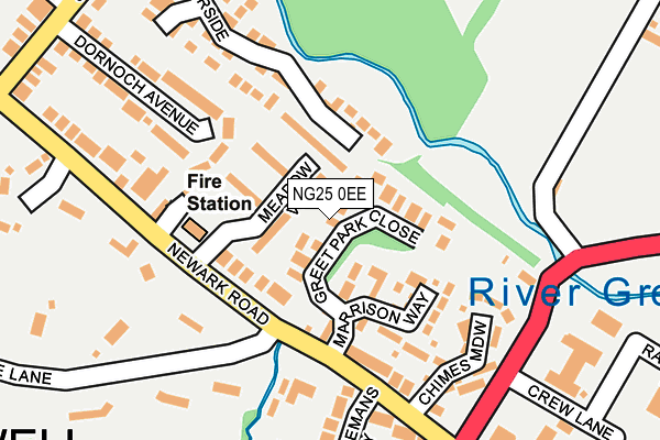 NG25 0EE map - OS OpenMap – Local (Ordnance Survey)