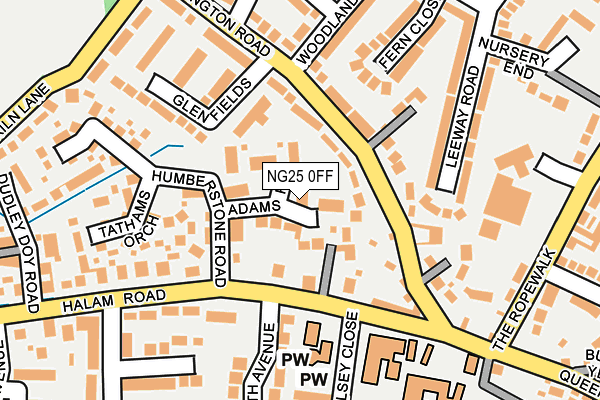 NG25 0FF map - OS OpenMap – Local (Ordnance Survey)