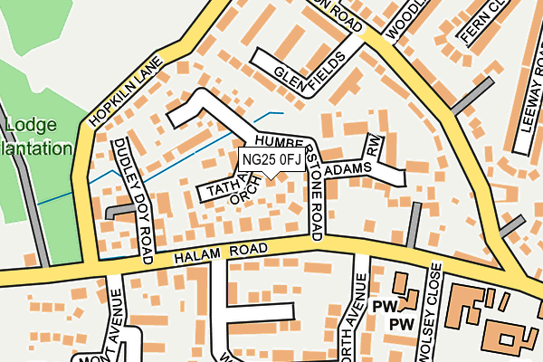 NG25 0FJ map - OS OpenMap – Local (Ordnance Survey)