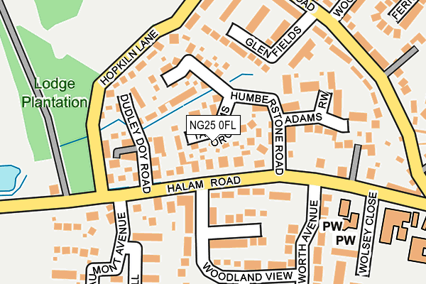 NG25 0FL map - OS OpenMap – Local (Ordnance Survey)