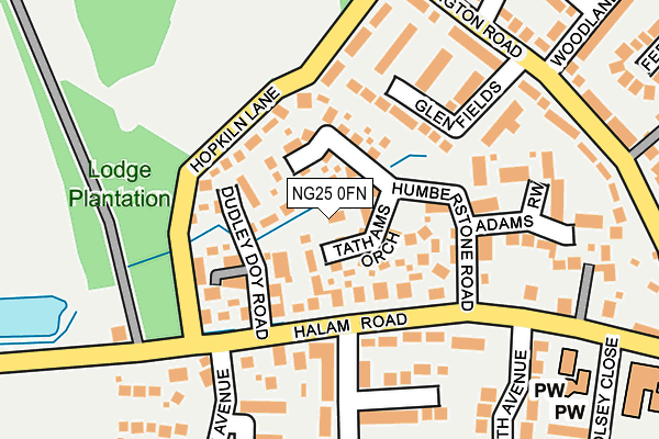 NG25 0FN map - OS OpenMap – Local (Ordnance Survey)