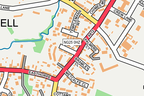 NG25 0HZ map - OS OpenMap – Local (Ordnance Survey)