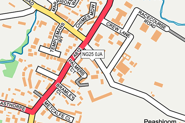 NG25 0JA map - OS OpenMap – Local (Ordnance Survey)