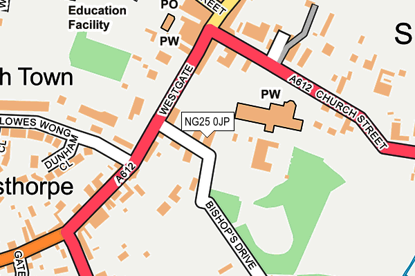 NG25 0JP map - OS OpenMap – Local (Ordnance Survey)