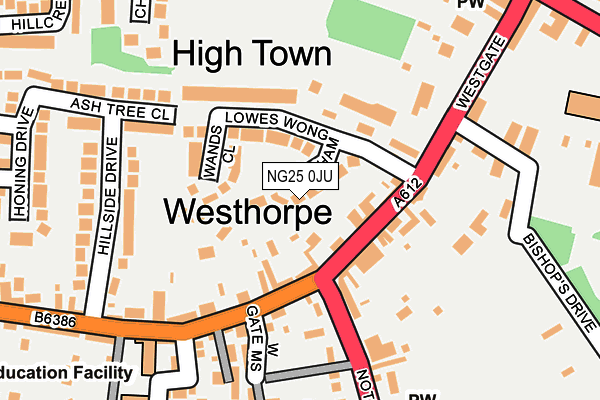 NG25 0JU map - OS OpenMap – Local (Ordnance Survey)