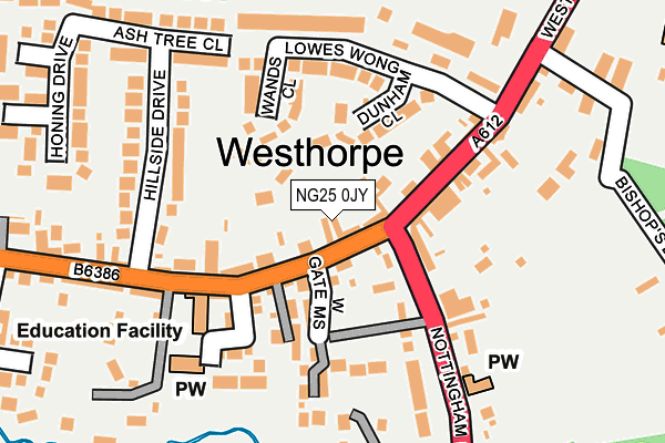 NG25 0JY map - OS OpenMap – Local (Ordnance Survey)