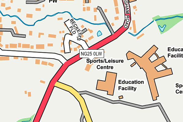 NG25 0LW map - OS OpenMap – Local (Ordnance Survey)