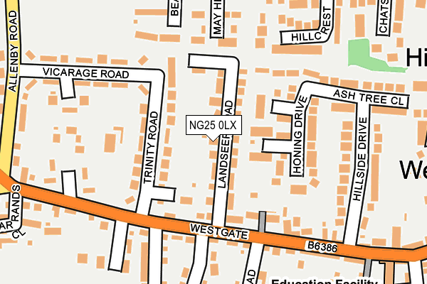 NG25 0LX map - OS OpenMap – Local (Ordnance Survey)