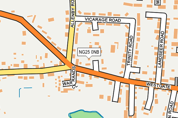 NG25 0NB map - OS OpenMap – Local (Ordnance Survey)