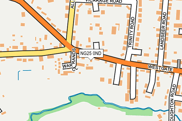 NG25 0ND map - OS OpenMap – Local (Ordnance Survey)