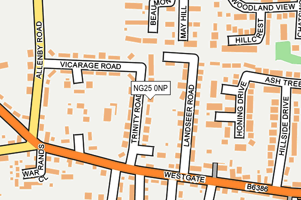 NG25 0NP map - OS OpenMap – Local (Ordnance Survey)