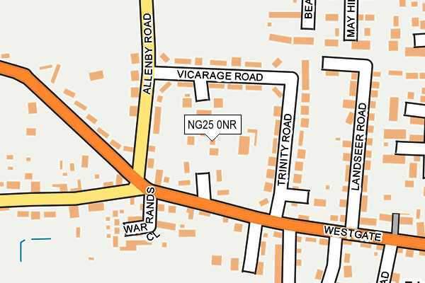 NG25 0NR map - OS OpenMap – Local (Ordnance Survey)