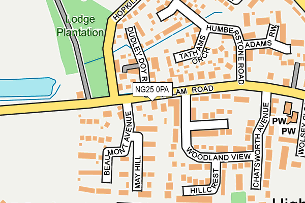 NG25 0PA map - OS OpenMap – Local (Ordnance Survey)