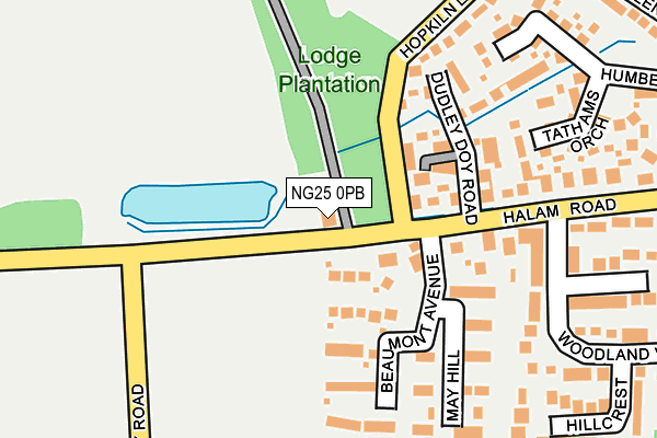 NG25 0PB map - OS OpenMap – Local (Ordnance Survey)