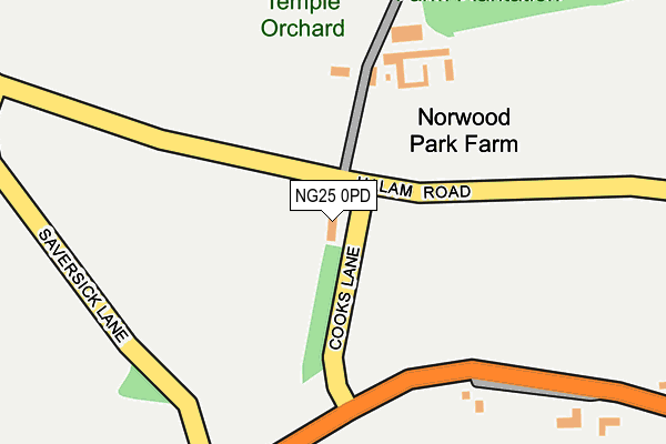 NG25 0PD map - OS OpenMap – Local (Ordnance Survey)