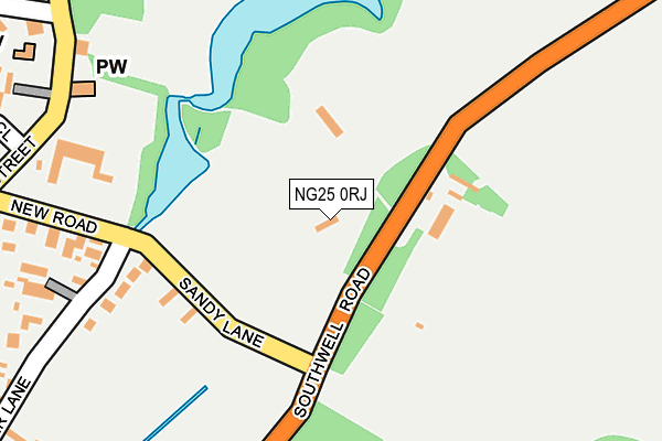 NG25 0RJ map - OS OpenMap – Local (Ordnance Survey)