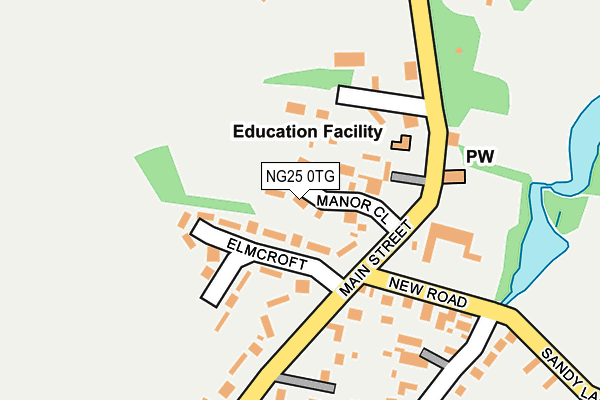 NG25 0TG map - OS OpenMap – Local (Ordnance Survey)