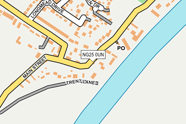 NG25 0UN map - OS OpenMap – Local (Ordnance Survey)