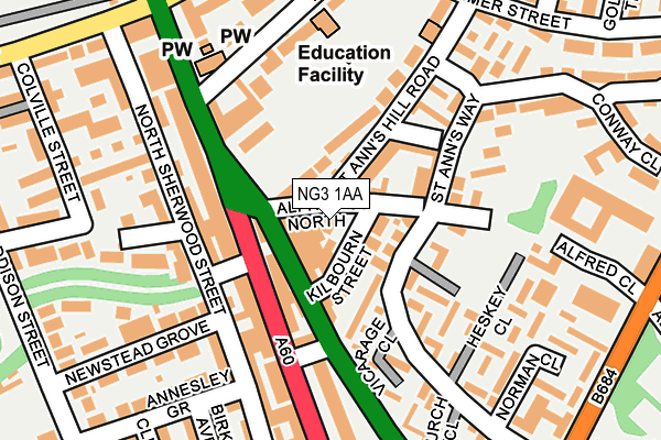 NG3 1AA map - OS OpenMap – Local (Ordnance Survey)