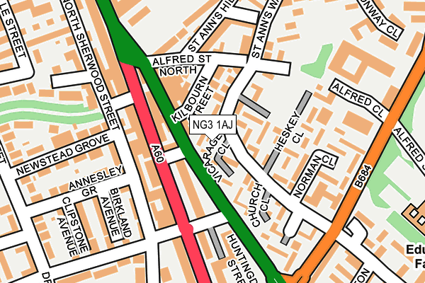 NG3 1AJ map - OS OpenMap – Local (Ordnance Survey)