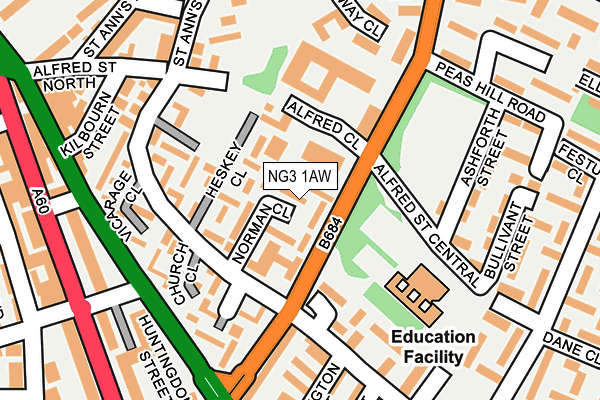 NG3 1AW map - OS OpenMap – Local (Ordnance Survey)